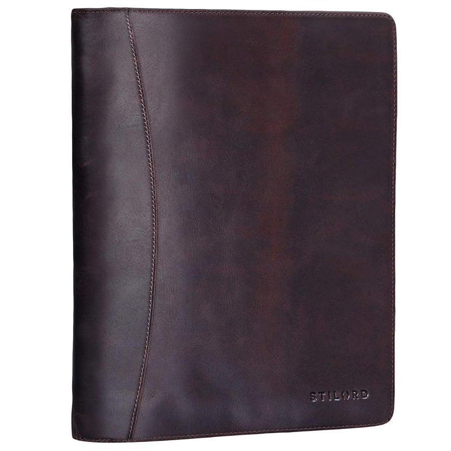 STILORD 'Vincent' Vintage Porta Documenti con raccoglitori classificatori Cartella porta Documenti MacBook 13,3 Pollici rigido Portadocumenti in vera Pelle, Colore:kara - marrone