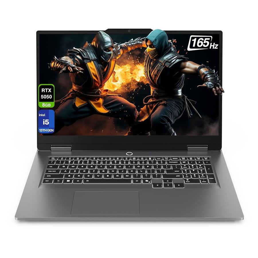 Lenovo LOQ Gaming Laptop, Intel i5-13450HX, 16GB DDR5 RAM, 1 TB PCIe SSD, 17.3" FHD (1920x1080) 165Hz IPS Display, Nvidia G-Force RTX 5050, Tastiera retroilluminata, W11 Home, Grigio Luna