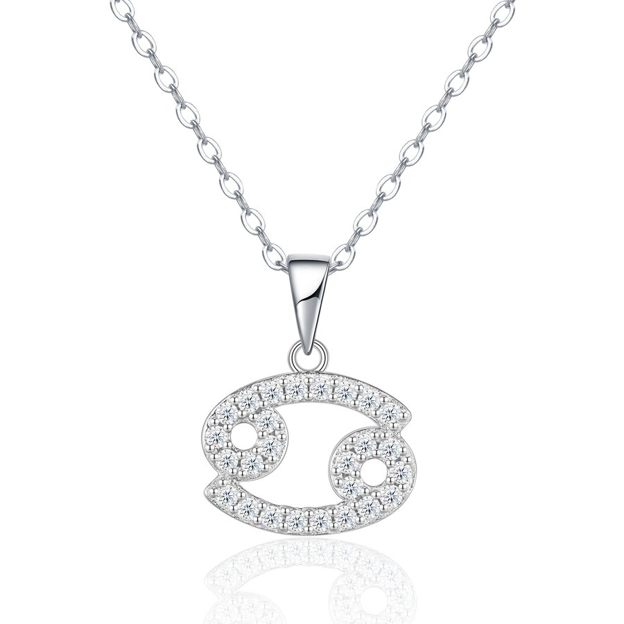 S925 Sterling Silver Cancer Necklace For Women D Color VVS1 Moissanite Zodiac Pendant, 3.8g Platinum Plated Astrology Jewelry With GRA Certificate, Perfect Birthday & Anniversary Gift Box Set For He