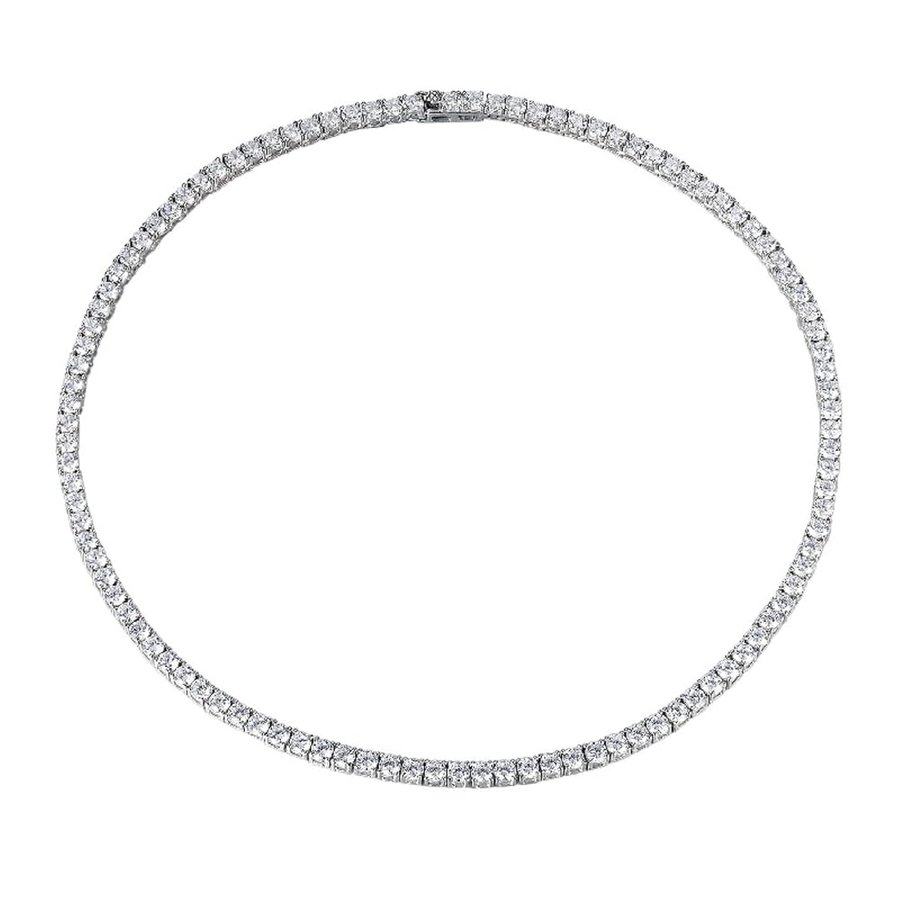， Collana Moissanite da 5 mm Catena D Colore VVS1 Collana con Diamanti di purezza Collana da Tennis con Diamanti in Argento Sterling 925 for Uomo Donna con Certificato ，Collane(40.5cm)