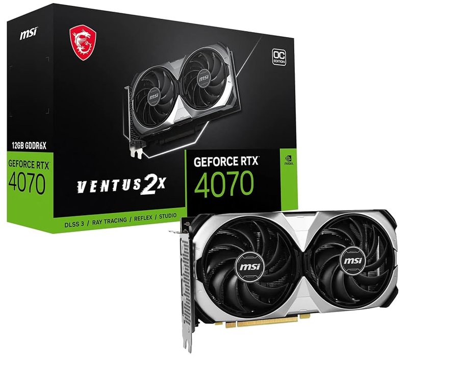 MSI Gaming GeForce RTX 4070 - Scheda grafica 12 GB GDRR6X 192-bit HDMI/DP Nvlink TORX Fan 4.0 Ada Lovelace Architecture (RTX 4070 Ventus 2X 12G OC)