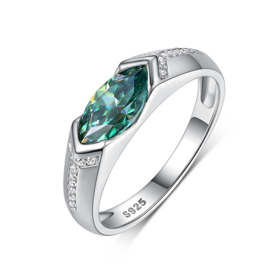 S925 Sterling Silver Marquise 5x10mm Moissanite Ring D Color VVS1 Pave Band GRA Certified US Size 6-9 Platinum Plated Gift Box