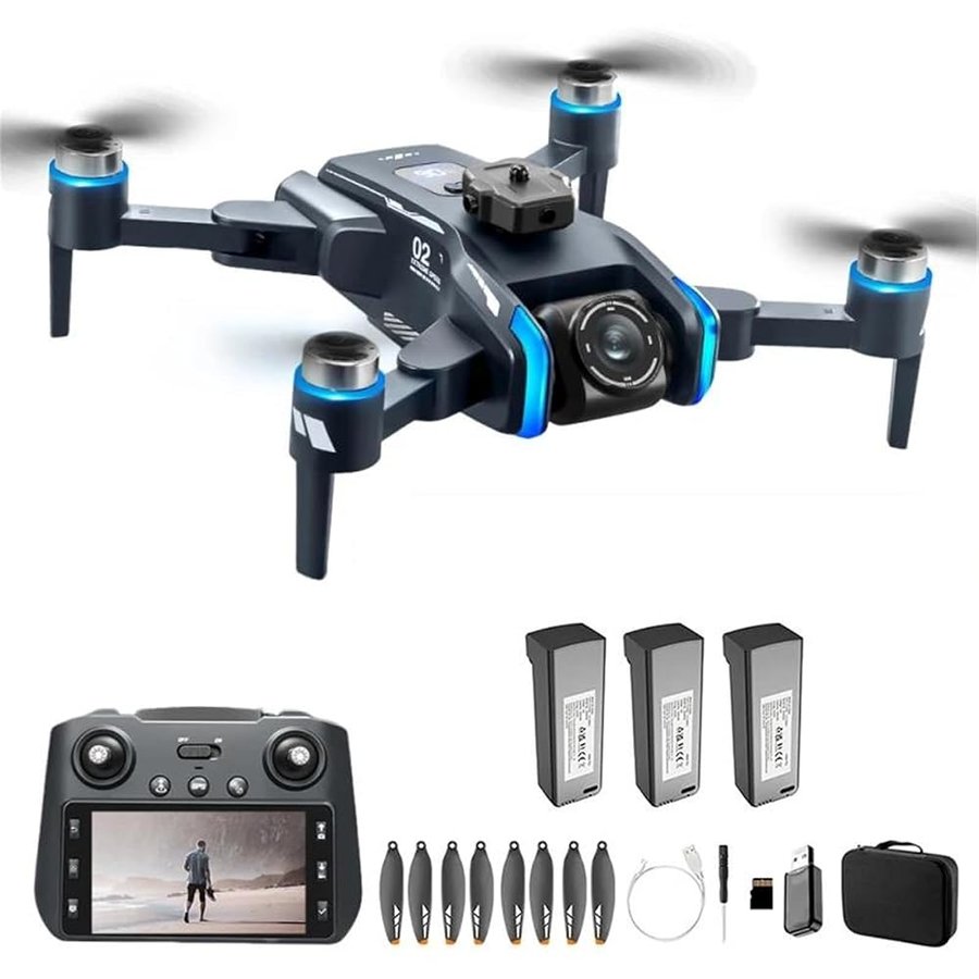 Triple Battery,Drone GPS xt808 Professionale con Telecamera HD 4k, Motore brushless, evitamento WiFi FPV, Pieghevole, rc, Elicottero quadricottero