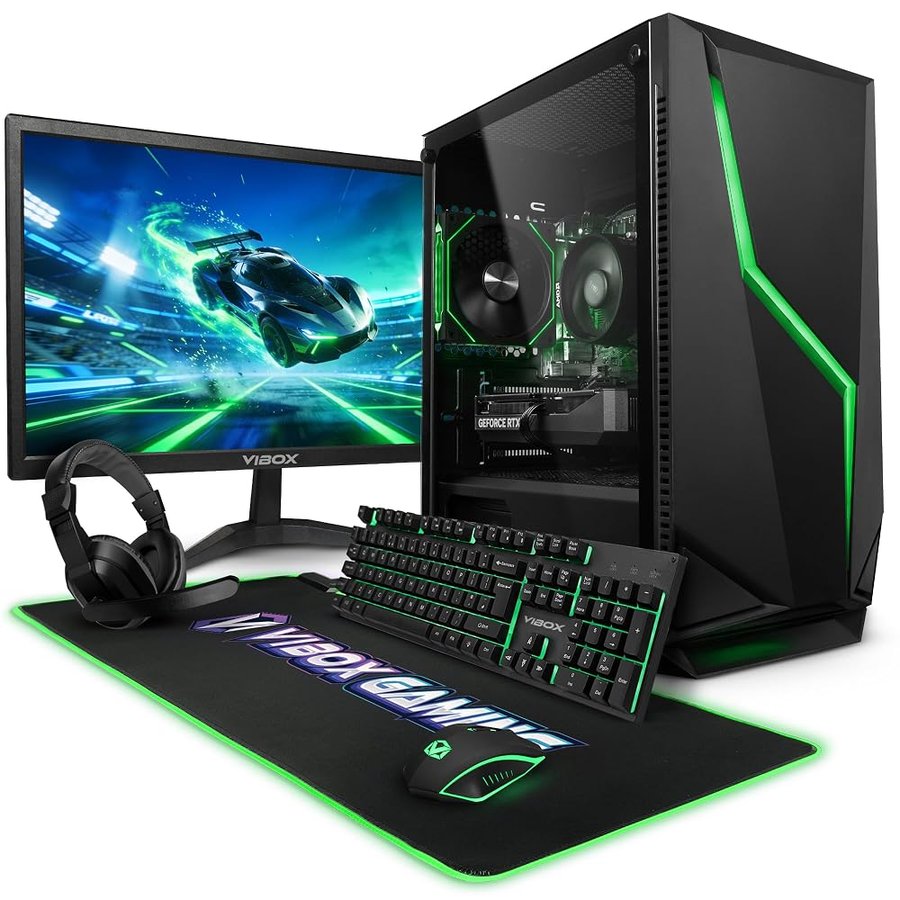 Vibox PC Gamer Bundle, AMD Ryzen 5 5500, Nvidia RTX 5050 8GB, 16GB RAM, 500GB SSD, Windows 11, 23" Monitor, WiFi 6 + Bluetooth 5.4