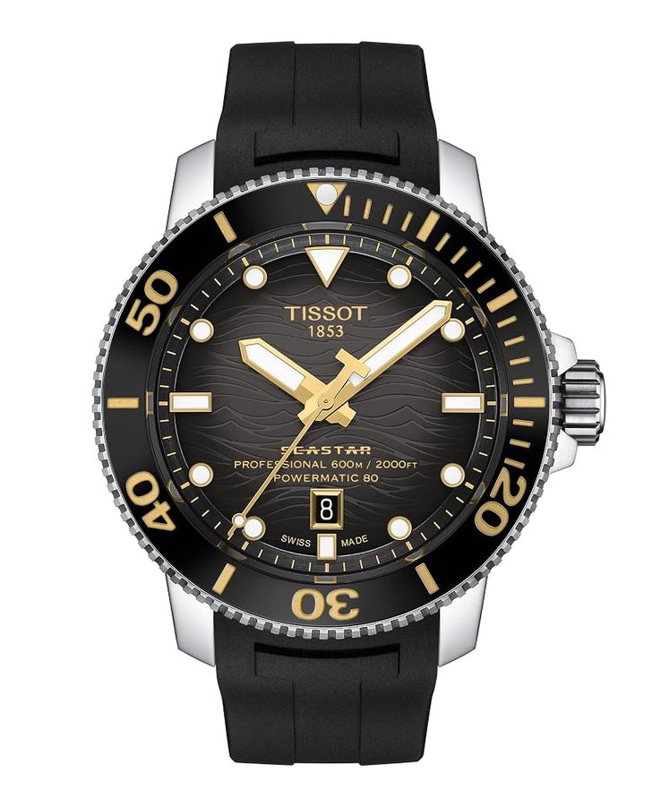 Orologio automatico da uomo Seastar 2000 professionale Powermatic 80 316L cassa in acciaio inox, nero, gomma, 22 (T1206071744101), nero, Orologio automatico