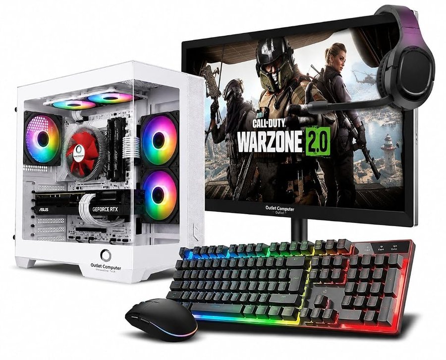 Outlet Computer Outsider PC Gaming BIANCO Completo CPU I7 - RAM 32GB - SSD 480GB - GeForce 4GB - Monitor 24"
