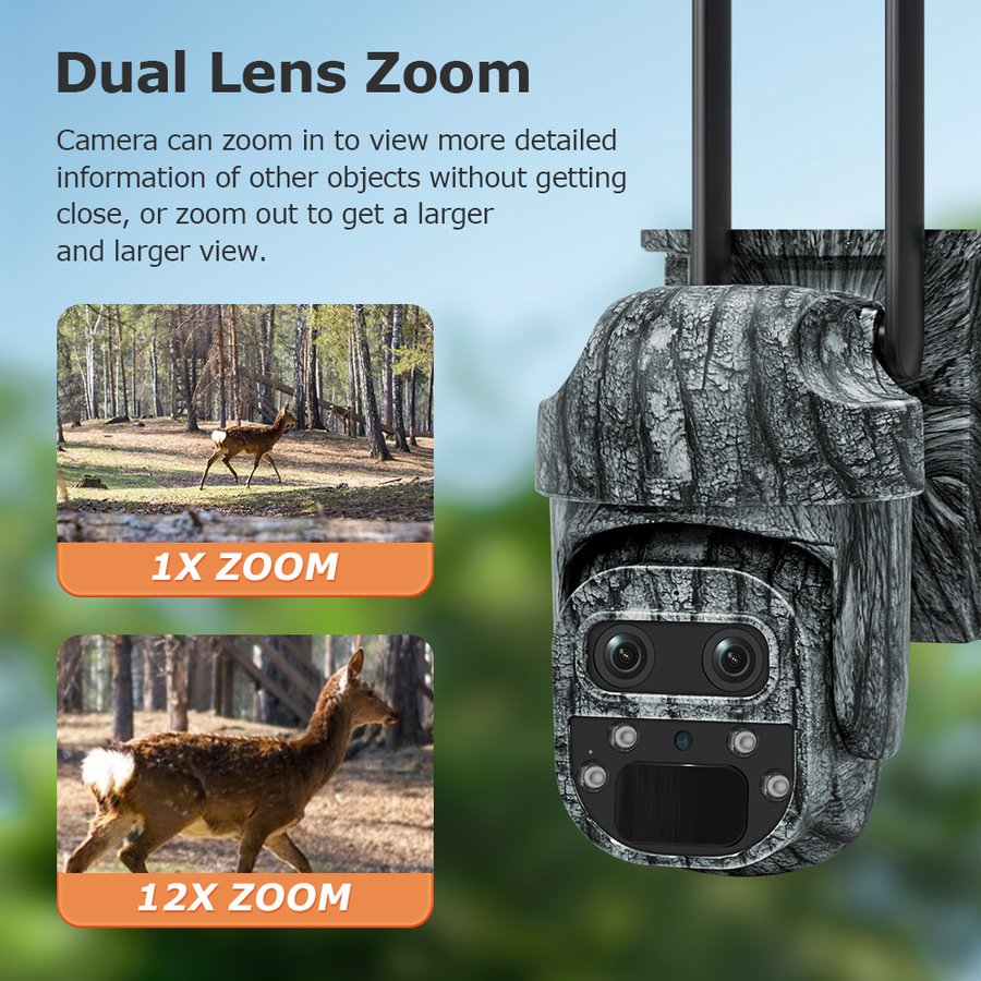6 Million HD Night Vision Camera Low Power Consumption 4G Solar Camouflage Camera