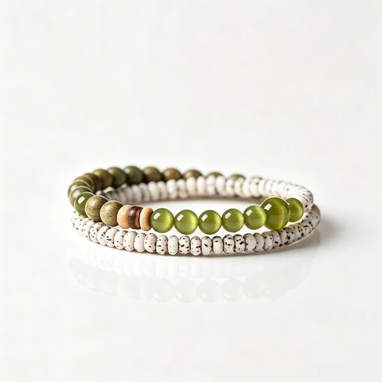 Cat's Eye Green Sandalwood Beaded Bracelet