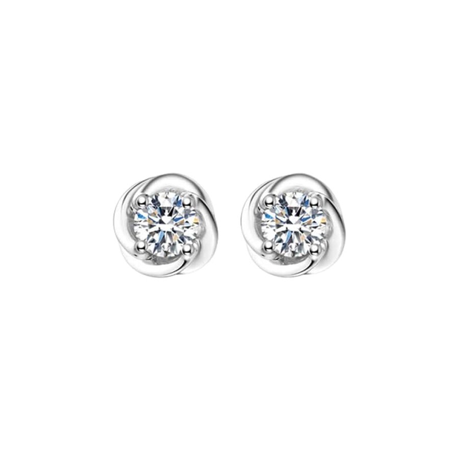 Orecchini a perno in oro bianco con diamanti 18 carati da donna in oro rosa con diamante 0,5 carati oro 18 carati