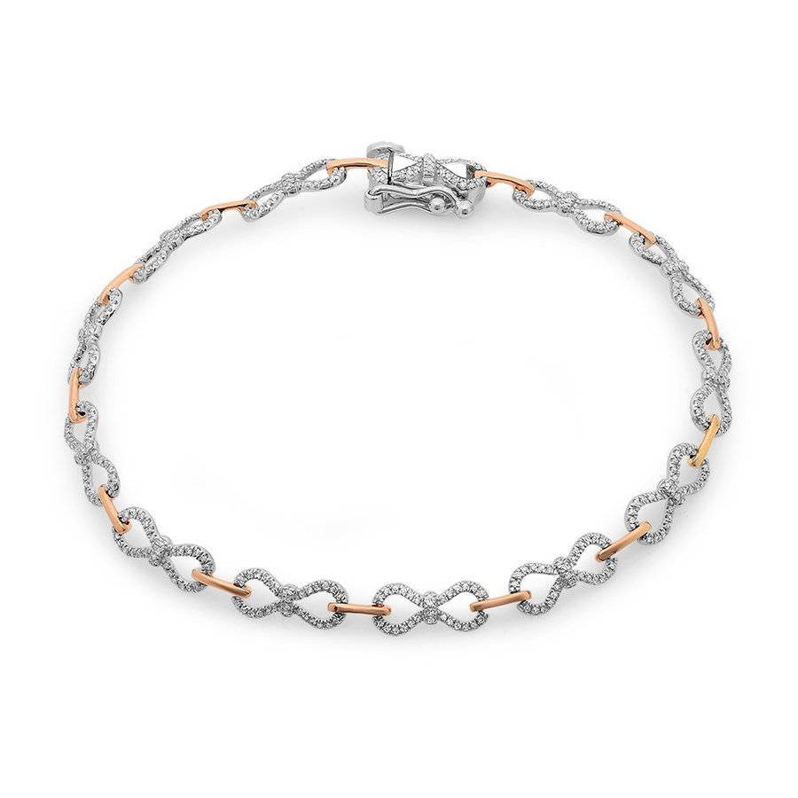 0.52 carati (Ctw) 14 K oro bicolore rotondo bianco diamante da donna stile infinity Link bracciale tennis 1/2 ct