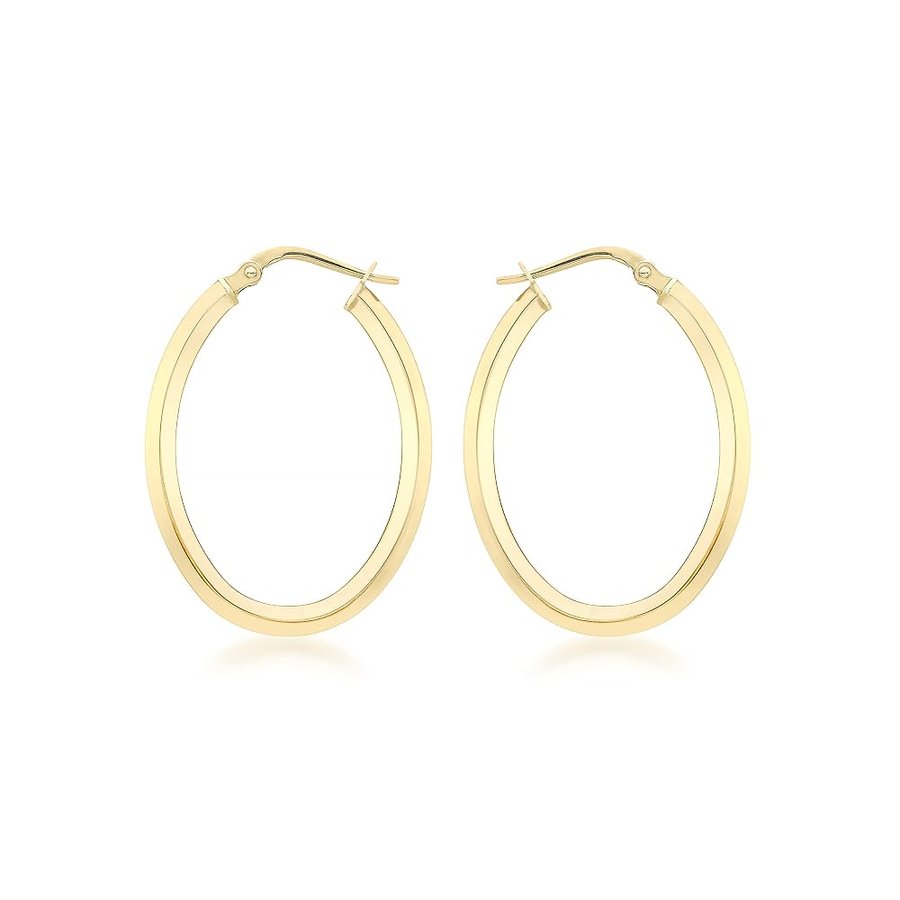 Orecchini creoli ovali da donna in oro giallo 9 ct