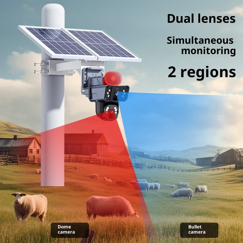 Solar Power Consumption Ball Machine 4G Dual Camera Surveillance Camera