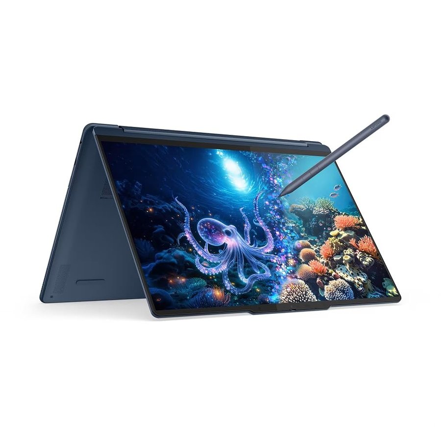 Lenovo Yoga 9i 2-in-1 Aura Edition Laptop con processore Intel Core Ultra 7 258V, 14" 2.8K 1.100 nits(HDR) OLED, display touchscreen, 32 GB di memoria LPDDR5X-8533MT/s, SSD da 1 TB, Wi-Fi 7, penna e