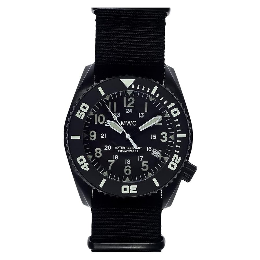 Dephtmaster 1000mt 24H Automatico Acciaio PVD Nero Zaffiro Ceramica Datario Diver Tessuto Militare Uomo Orologio