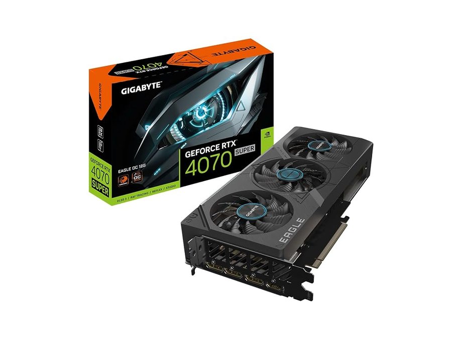 GIGABYTE GeForce RTX 4070 - Scheda grafica Super Eagle OC 12G, 3 ventole WINDFORCE, 12 GB 192-bit GDDR6X, GV-N407SEAGLE OC-12GD