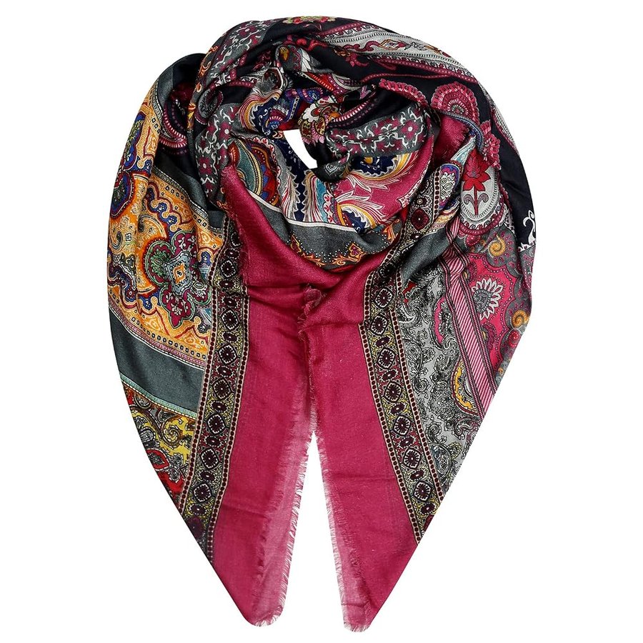 Mooilo, foulard super morbido, seta, modal, grigio, colorato, sciarpa, alla moda di lusso, da donna, colore: rosso, clair rosso, Design- made in Germany