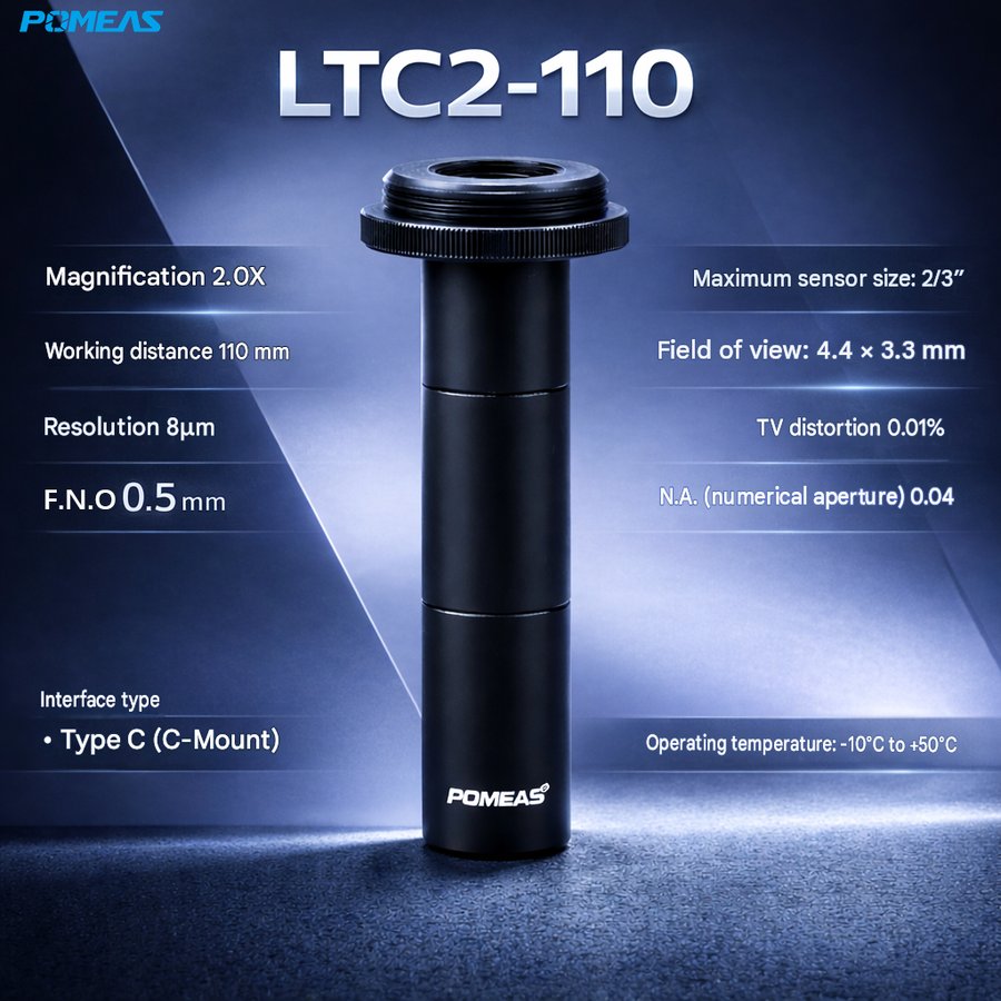 LTC2-110 2X Object Side Telecentric Lens For Precision Machine Vision And Automated Dimension Inspection
