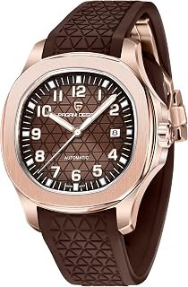 Pagani Design YS031 - Orologio automatico da uomo, lussuoso, motivo scozzese, cinturino in fluorurato FKM, vetro zaffiro, movimento giapponese 8215, impermeabile fino a 100 m, cassa in acciaio inox
