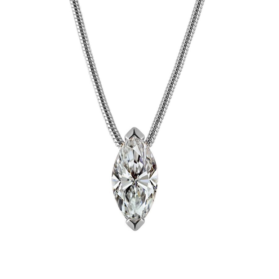 S925 Silver Gold Plated Marquise 5&10mm Moissanite Necklace 1ct D Color VVS1 Silver Gold Options GRA Certified Gift Box