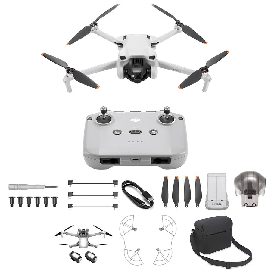 DJI Mini 3 – Mini drone con fotocamera leggero e pieghevole con video in 4K HDR, autonomia di 38 minuti, Riprese verticali native e funzioni intelligenti, C0