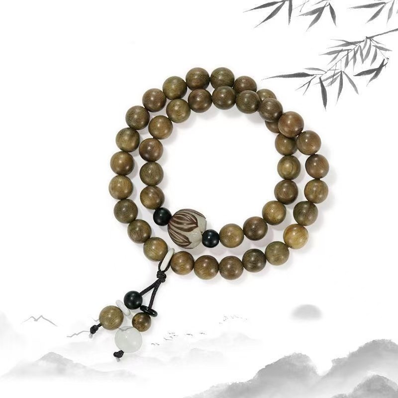 Neo Chinese Style Golden Thread Sandalwood Beaded Bracelet
