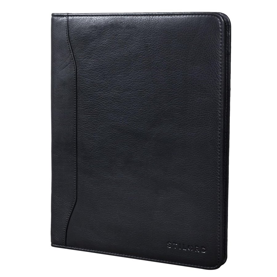 'Scott' Cartella Portadocumenti in Pelle Vintage | Cartellina A4 da 12,2 pollici | Elegante Portablocchi | Agenda Business con zip in pelle per lavoro e ufficio, Colore:nero