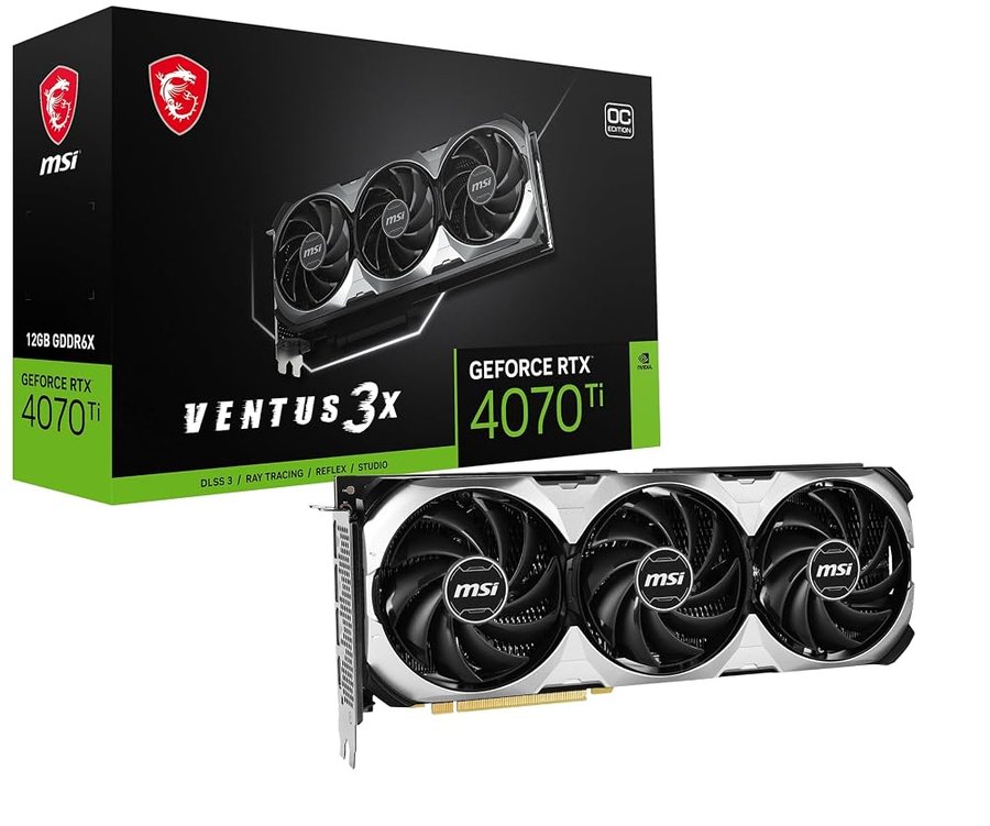 MSI Gaming GeForce RTX 4070 Ti 12GB GDRR6X 192-bit HDMI/DP Nvlink Tri-Frozr 3 Ada Lovelace Architecture Scheda grafica (RTX 4070 Ti Ventus 3X E 12G OC)