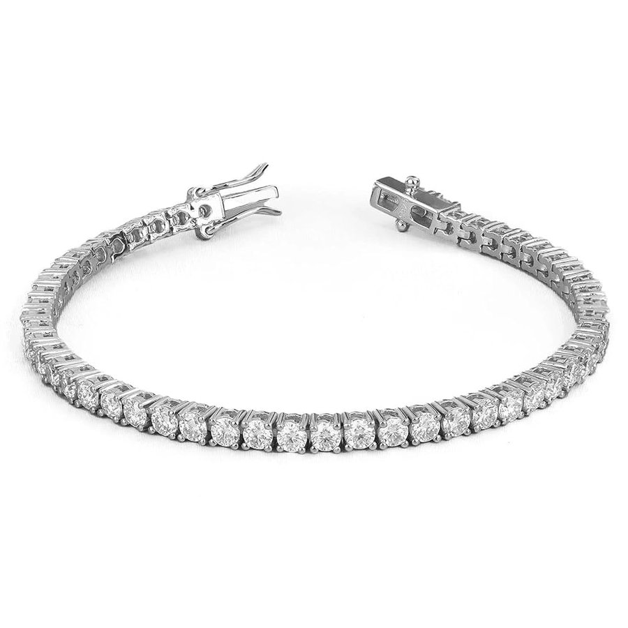 Bracciale tennis da donna con diamanti naturali, taglio rotondo, set a griffe e chiusura a scatola, da 1,75 ct a 8,00 ct, qualità GH-VS/SI, metallo in argento 925/oro massiccio 9 K/18 K e