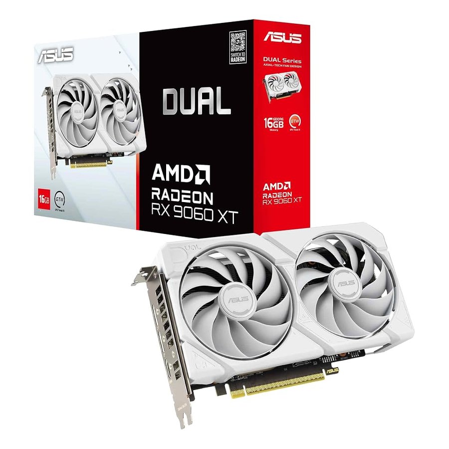 ASUS DUAL RX9060XT, Scheda Grafica 16 GB GDDR6 AMD Radeon, Bianca