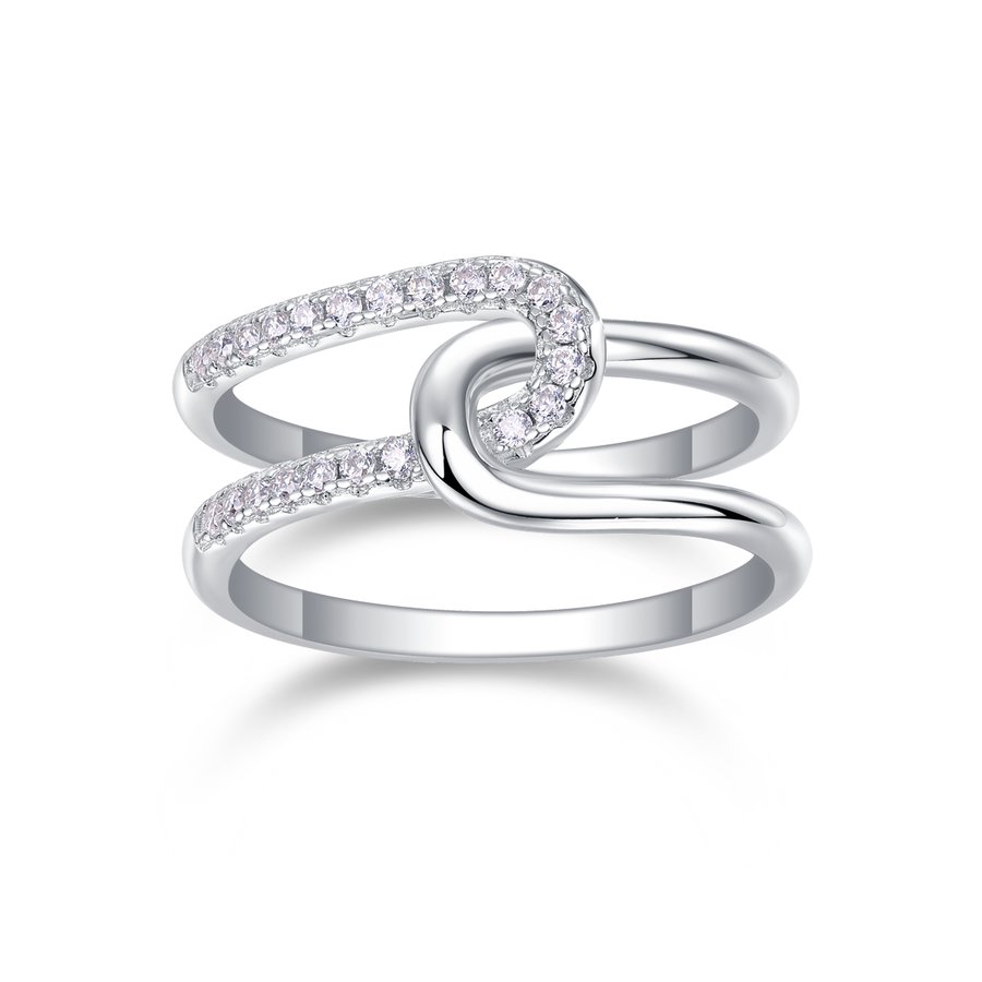 S925 Silver 3.7g Platinum Plated Moissanite Ring, 22pcs D VVS1 Interlocking Band, GRA Certified US 5-9