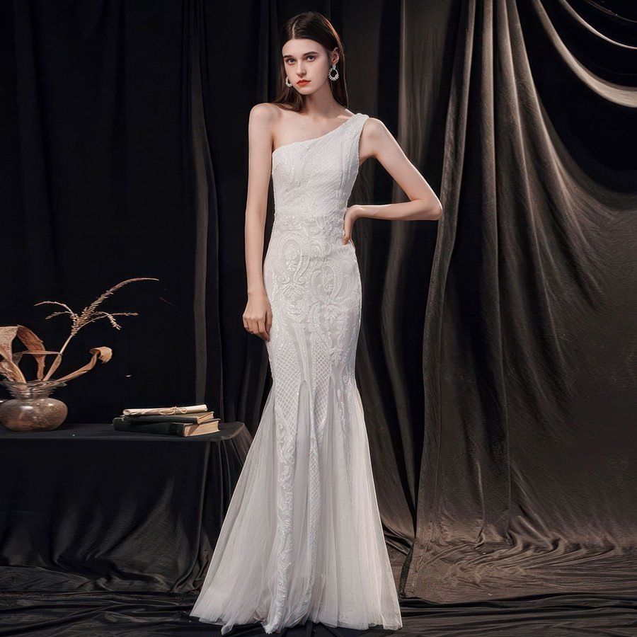 Women's High-end Entry Lux Elegant Socialite Dinner Party Sexy Long Slimming Fishtail Dress