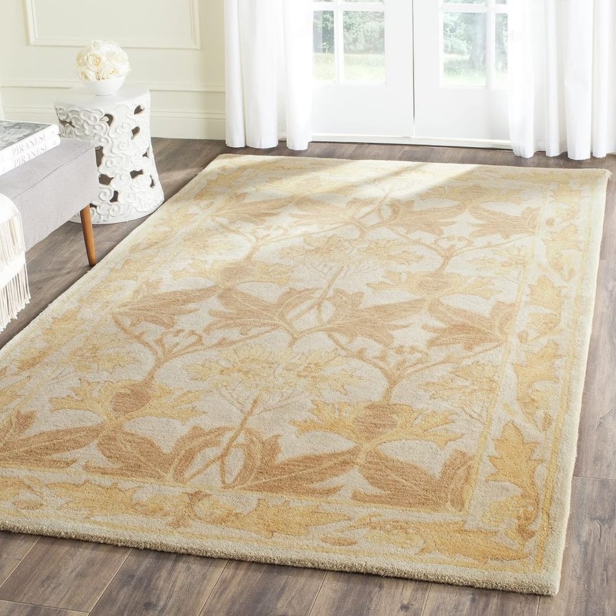 SAFAVIEH Antiquity Collection AT841B - Tappeto tradizionale orientale fatto a mano, in lana, 1,5 x 2,3 m, colore: beige/oro