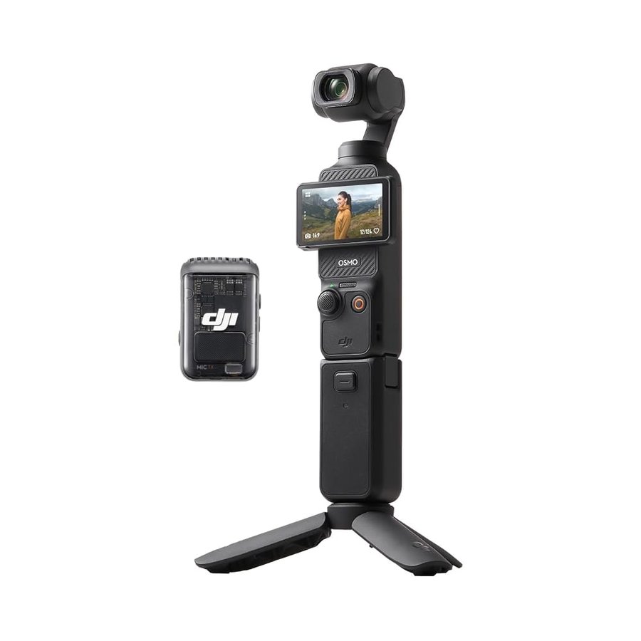 DJI Osmo Pocket 3 Creator Combo, fotocamera con CMOS 1'' e video 4K/120fps | stabilizzazione a 3 assi, tracciamento volti/oggetti, messa a fuoco rapida, microfono incluso, fotocamera per fotografia