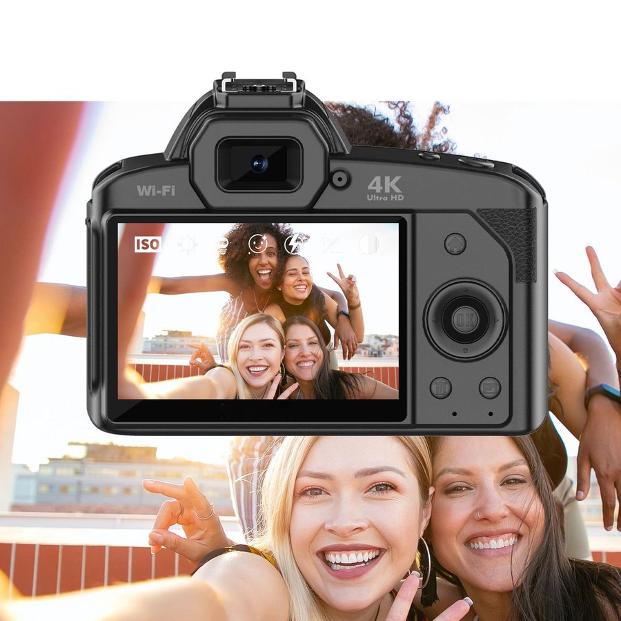 Digital Camera 3 Inch IPS Screen 4K 64MP 16x Digital Zoom Night Vision Wireless Dual Cameras Camcorder With Memory Card 32G