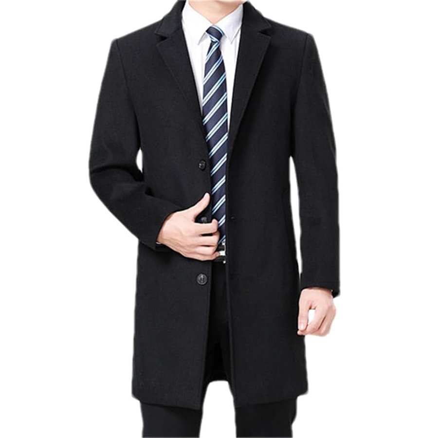 50% di sconto da uomo Cappotti in misto lana cashmere autunno e inverno giacche di lana casual cappotto monopetto lungo da pisello giacca a vento