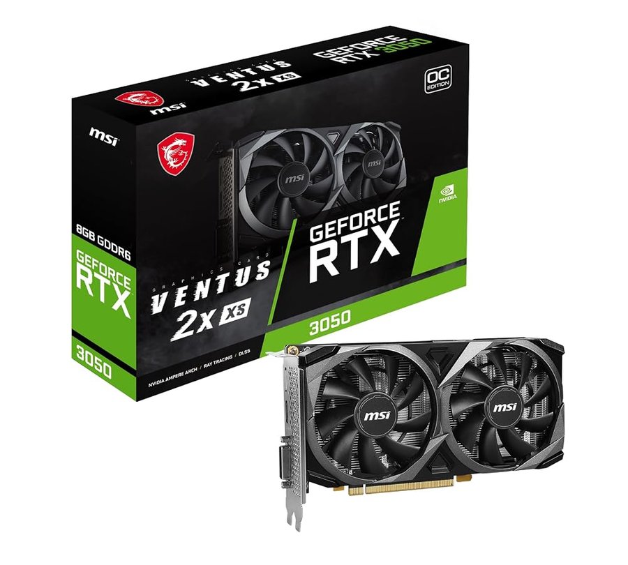 MSI Gaming GeForce RTX 3050 8GB GDRR6 128-bit HDMI/DP PCIe 4 Torx Twin Fans Ampere OC Scheda grafica (RTX 3050 Ventus 2X XS 8G OC)