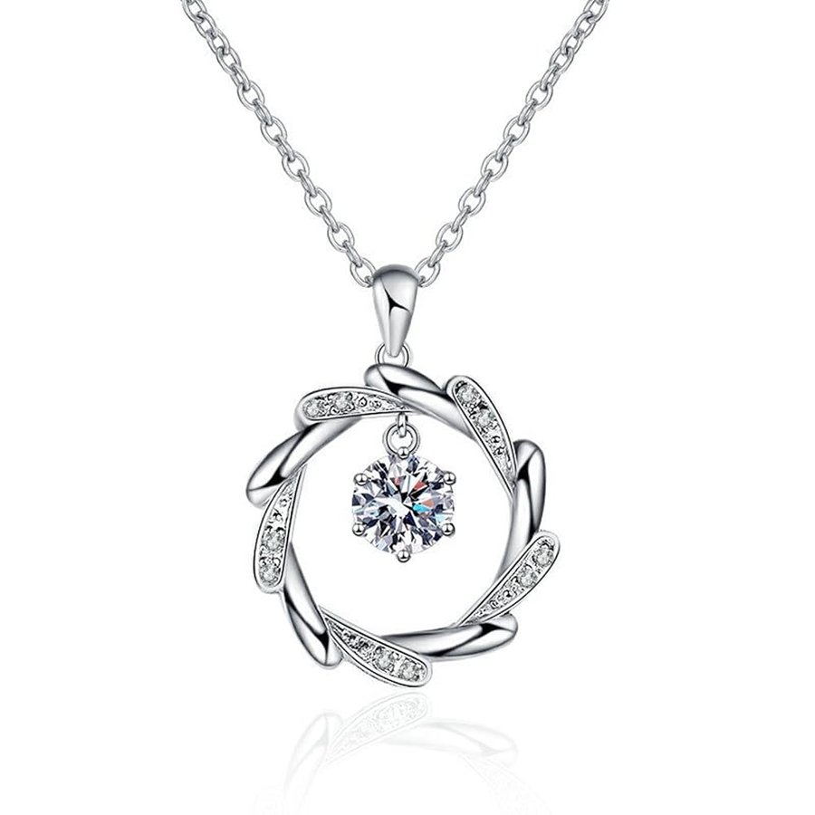 Collana da donna in oro bianco 18 carati 750 da 18 carati con catena di diamanti creata in laboratorio, collana da donna in oro au750 con diamanti creati in vero oro, 45 + 5 cm