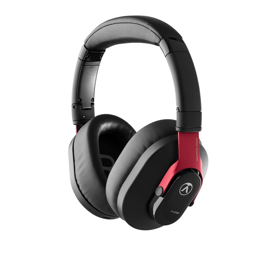 Cuffie Bluetooth Austrian Audio Hi-X25BT, Cuffie professionali senza fili (circumaurali, imbottitura per orecche memory foam, Touch Control, batteria: 30 h, USB-C- e connettore jack), nero/rosso