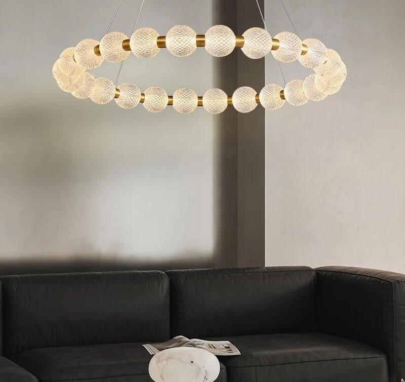 Lampadario moderno , Lampada da soffitto a LED con collana di perle lusso moderna del 2025, decorazione for soggiorno, camera letto, illuminazione, lampada a sospensione(Cold White,Dia100 H8cm)