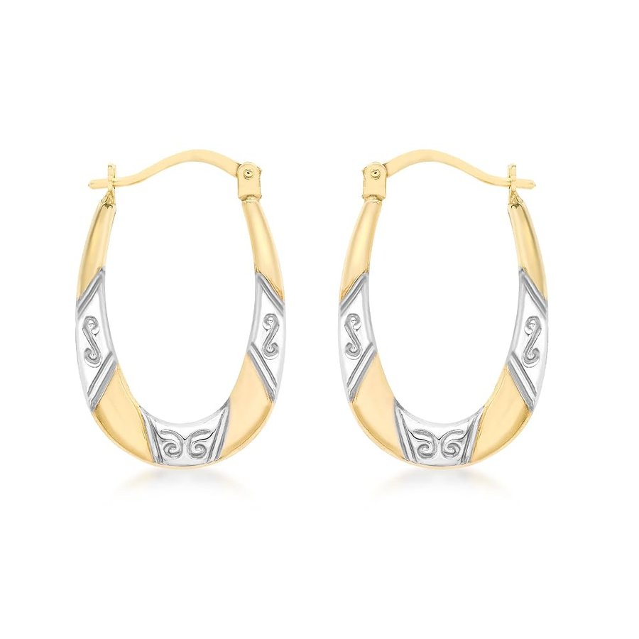 Orecchini Creola Pattern in Oro Giallo e Bicolore 9 ct per Donna