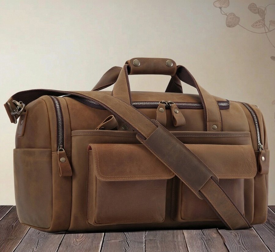 New Men's Genuine Leather Travel Bag, First-Layer Cowhide, Large Capacity Men's Handbag, Casual Travel And Business Trip Luggage Bag