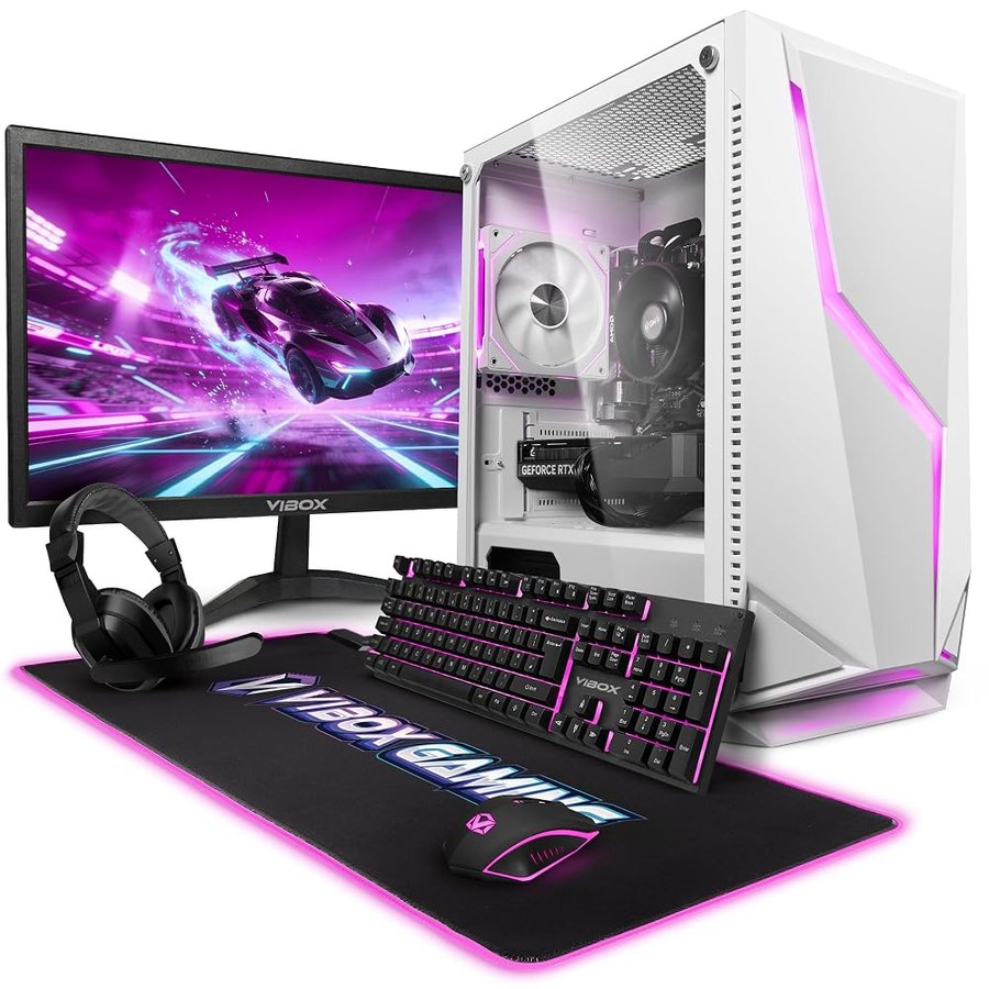 Vibox PC Gamer Bundle, AMD Ryzen 5 5500, Nvidia RTX 5050 8GB, 16GB RAM, 500GB SSD, Windows 11, 23" Monitor, WiFi 6 + Bluetooth 5.4