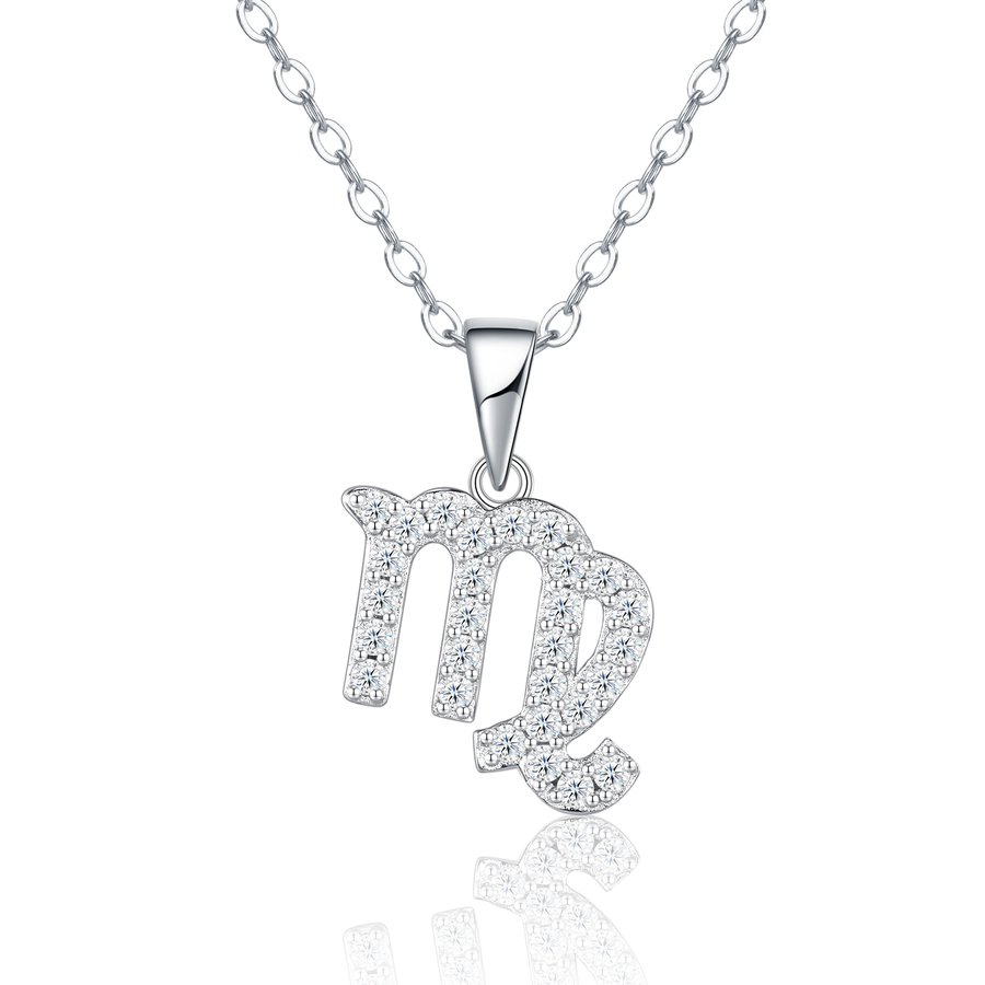 S925 Sterling Silver Virgo Necklace For Women D Color VVS1 Moissanite Zodiac Pendant, 3.6g Platinum Plated Astrology Jewelry With GRA Certificate, Perfect Birthday & Anniversary Gift Box Set For Her