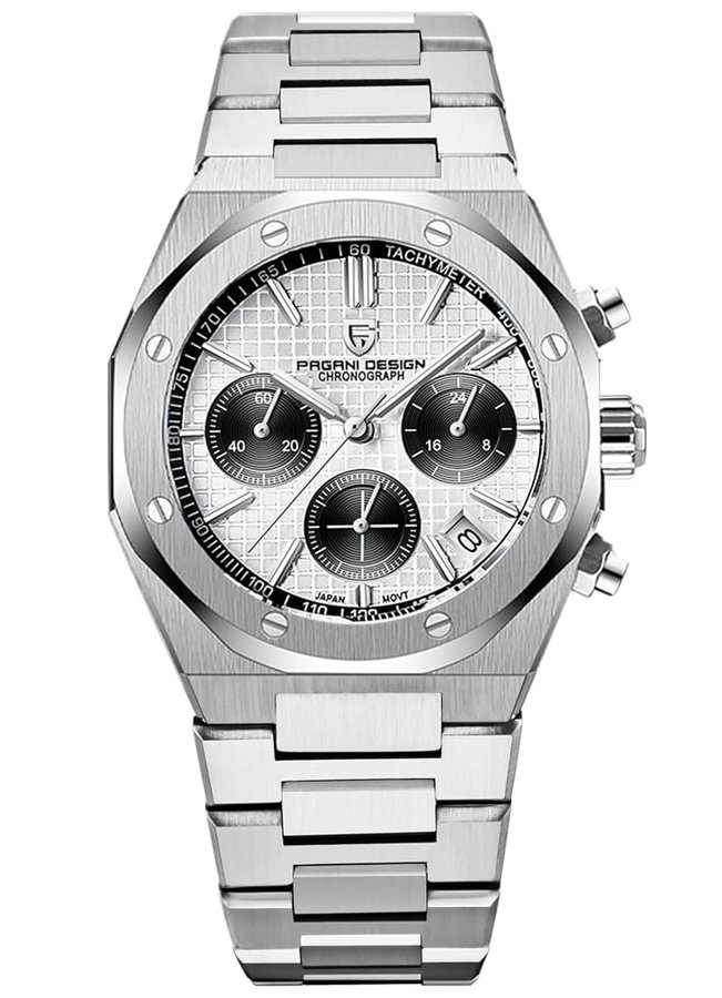 Orologio Cronografo da Uomo Casual al Giappone Quarzo VK63 Moda Sportivo 100M impermeabile Elegante Regalo per Uomo