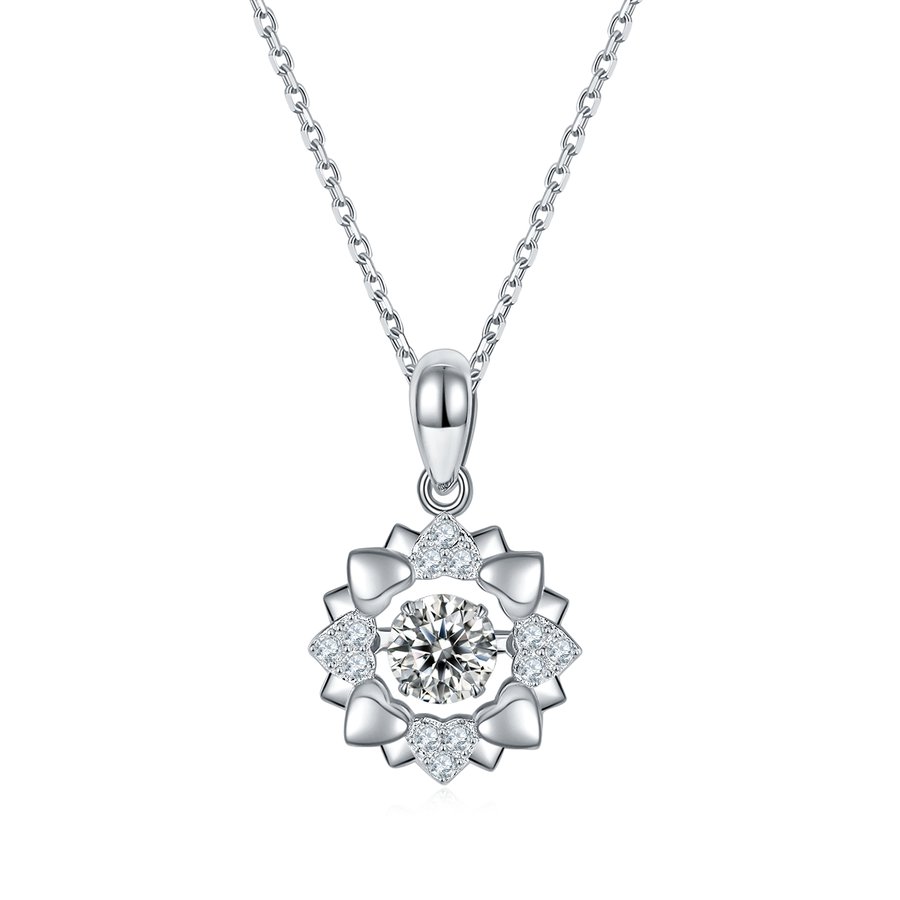 S925 Sterling Silver 0.5ct D Color VVS1 Moissanite Flower Pendant Necklace 45cm Platinum Plated GRA Certified Gift Box