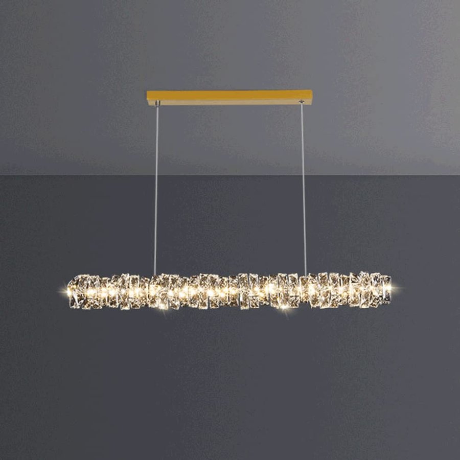 Lampadario moderno, Lampadario di cristallo di lusso a striscia lunga Lampadario moderno minimalista a LED dimmerabile a soffitto Lampada a sospensione a soffitto Isola della cucina Sala da pranzo Ca