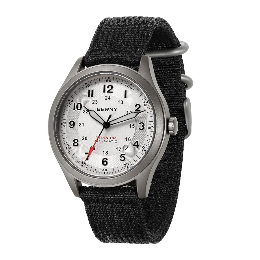 Orologio al Titanio per Uomo Orologi Automatici Super Luminova 10ATM Impermeabile Uomo Meccanico Analogico Orologio da Polso Lente in Zaffiro AR