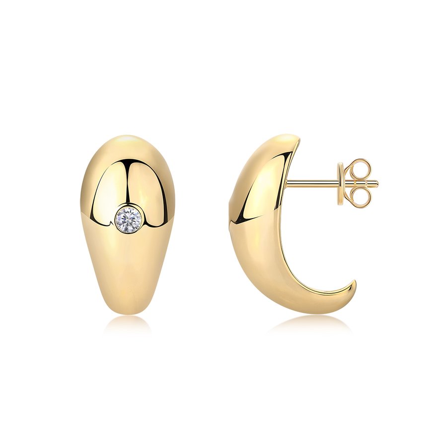 S925 Sterling Silver 0.1ct D Color VVS1 Moissanite Teardrop Earrings 7g Gold Plated Etched Groove GRA Certified Gift Box