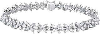 Bracciale Amicizia Madre Figlia Bracciale Fiore con Diamante 3.4ct Oro Bianco Migliore Amica Regali