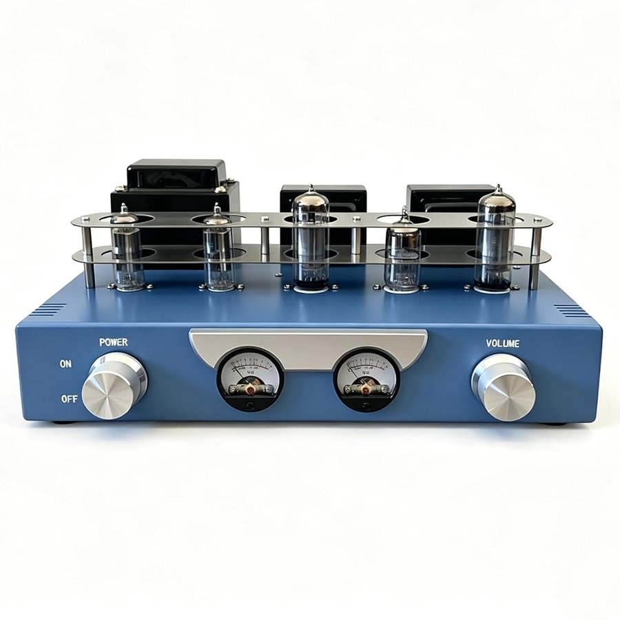 Amplificatore A Valvole, Amplificatore Stereo Hi-Fi A Valvole, con Doppi VU Meter, Amplificatore di Potenza Audio Bluetooth Integrato, per Altoparlanti Domestici